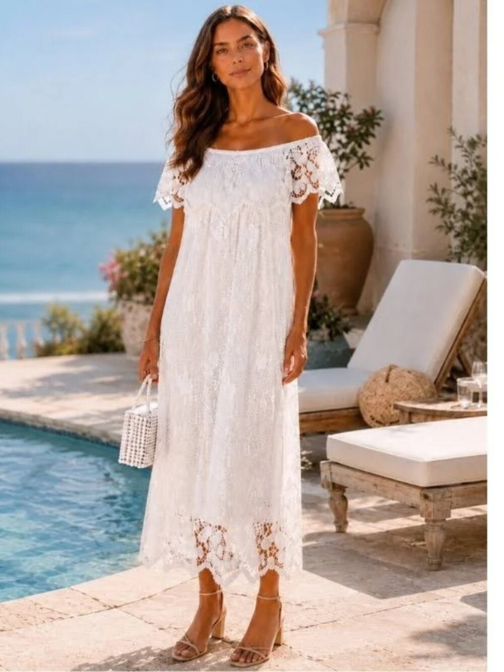 GORGEOUS New Tuckernuck Avalon White Lace Midi Dress Bridal Beach Boho S $188